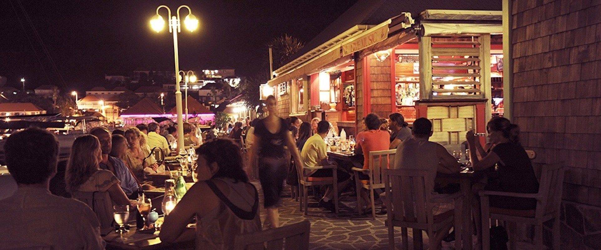 Restaurant Bagatelle Gustavia Harbor Party Night